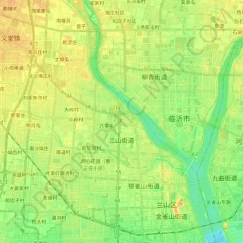 Mapa topográfico 兰山街道, altitud, relieve