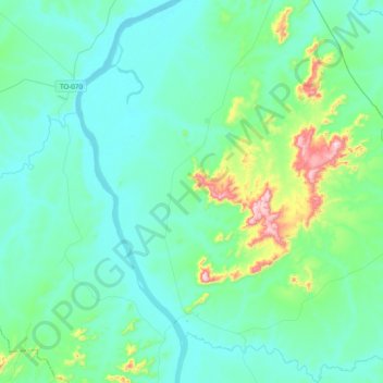 Mapa topográfico Ipueiras, altitud, relieve