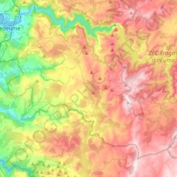 Mapa topográfico Monfero, altitud, relieve