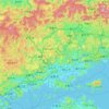 Mapa topográfico Prefectura de Okayama, altitud, relieve