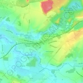 Mapa topográfico Rinxent, altitud, relieve
