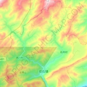 Mapa topográfico 双石镇, altitud, relieve