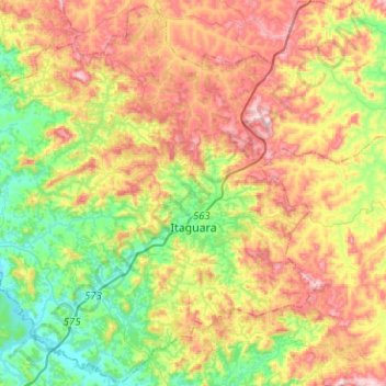 Mapa topográfico Itaguara, altitud, relieve