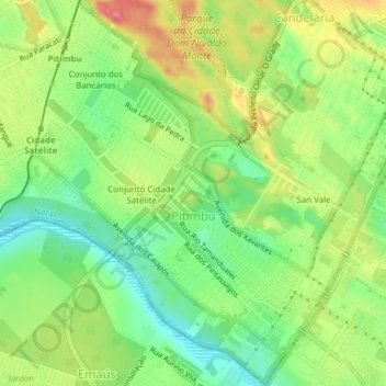 Mapa topográfico Pitimbu, altitud, relieve