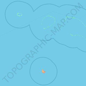 Mapa topográfico Tuamotu-Gambier, altitud, relieve