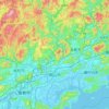 Mapa topográfico Okayama, altitud, relieve