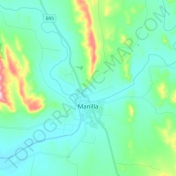 Mapa topográfico Manilla, altitud, relieve