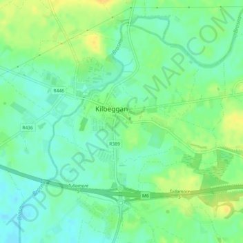 Mapa topográfico Kilbeggan, altitud, relieve
