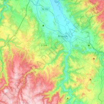 Mapa topográfico 43100, altitud, relieve