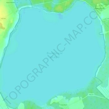 Mapa topográfico Вишневское озеро, altitud, relieve