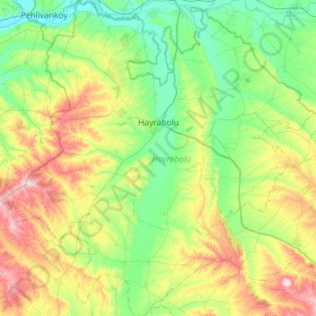 Mapa topográfico Hayrabolu, altitud, relieve