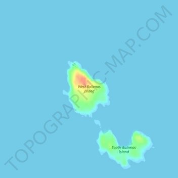Mapa topográfico West Ballenas Island, altitud, relieve