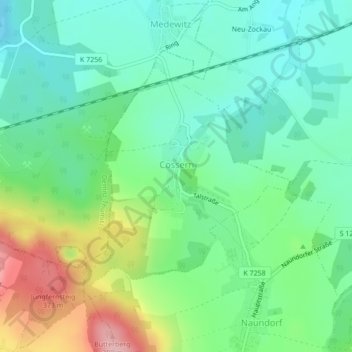 Mapa topográfico Cossern, altitud, relieve