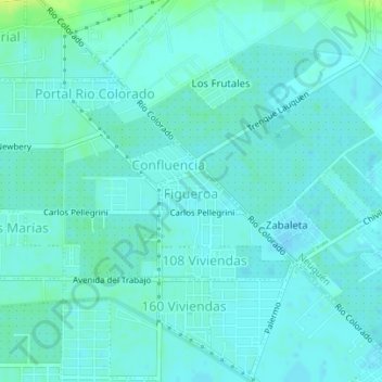 Mapa topográfico Figueroa, altitud, relieve