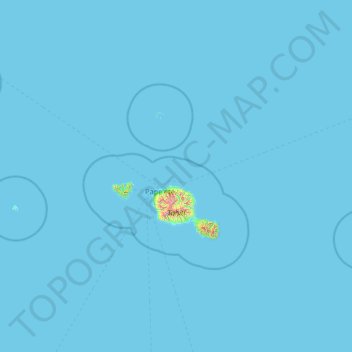 Mapa topográfico Îles du Vent, altitud, relieve
