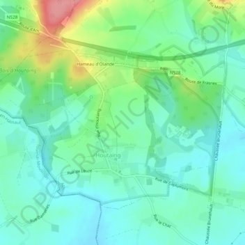 Mapa topográfico Houtaing, altitud, relieve