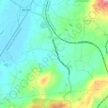 Mapa topográfico Louro, altitud, relieve
