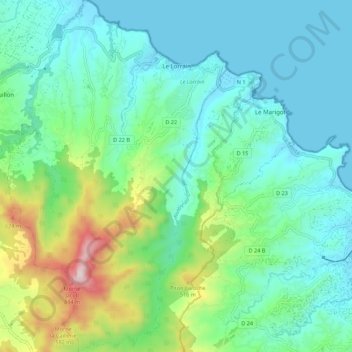 Mapa topográfico Le Lorrain, altitud, relieve