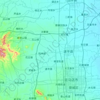 Mapa topográfico 遂平县, altitud, relieve