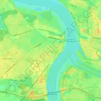 Mapa topográfico Homberg, altitud, relieve