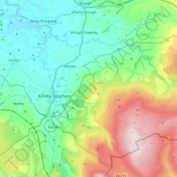 Mapa topográfico Kaber, altitud, relieve