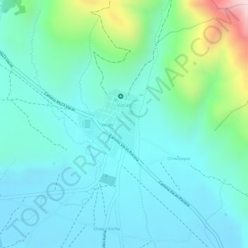 Mapa topográfico Vacas, altitud, relieve