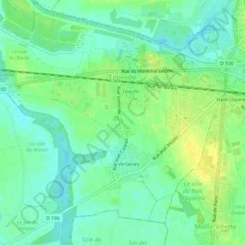 Mapa topográfico Eppeville, altitud, relieve