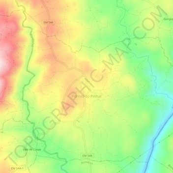 Mapa topográfico Fornos do Pinhal, altitud, relieve