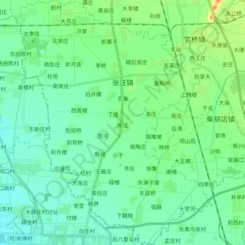 Mapa topográfico 张汪镇, altitud, relieve