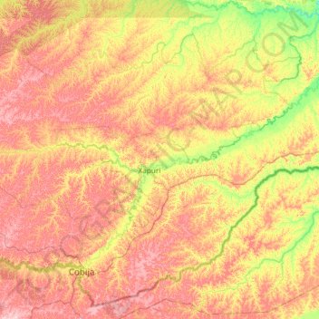 Mapa topográfico Xapuri, altitud, relieve
