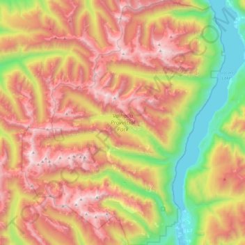 Mapa topográfico Valhalla Provincial Park, altitud, relieve
