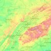 Mapa topográfico East Tennessee, altitud, relieve