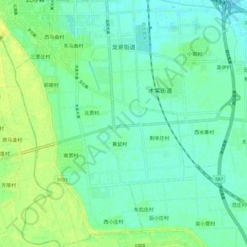 Mapa topográfico 龙泉街道, altitud, relieve