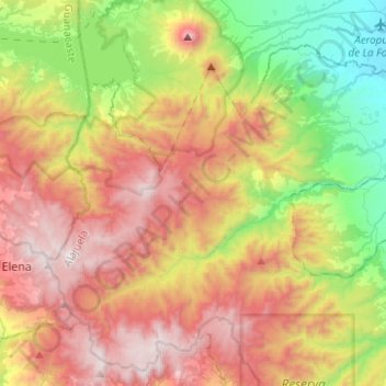 Mapa topográfico Peñas Blancas, altitud, relieve