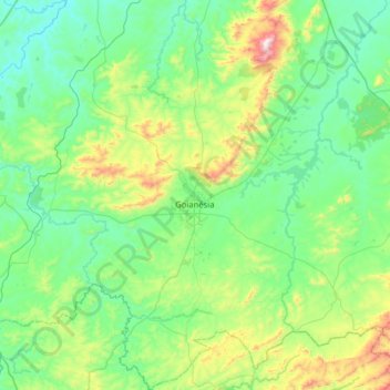 Mapa topográfico Goianésia, altitud, relieve