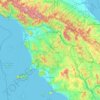 Mapa topográfico Toskana, altitud, relieve