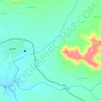 Mapa topográfico Dhani, altitud, relieve
