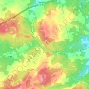 Mapa topográfico Thorburn, altitud, relieve
