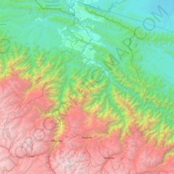 Mapa topográfico Ayapata, altitud, relieve