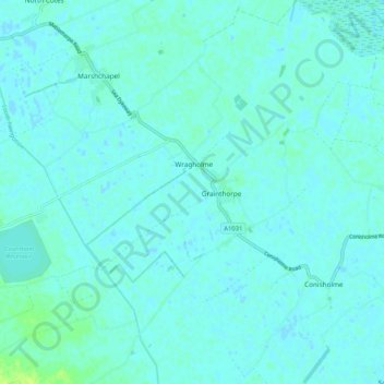 Mapa topográfico Grainthorpe, altitud, relieve