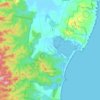 Mapa topográfico Bournda National Park, altitud, relieve