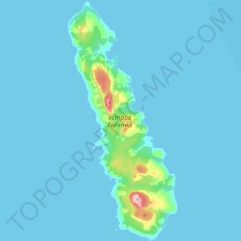 Mapa topográfico остров Гогланд, altitud, relieve