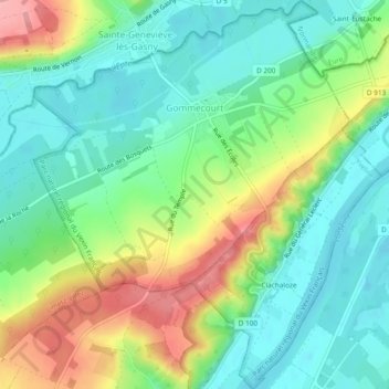 Mapa topográfico Gommecourt, altitud, relieve