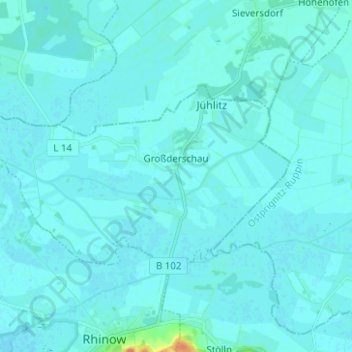 Mapa topográfico Großderschau, altitud, relieve