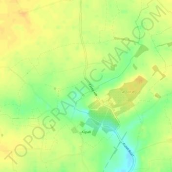 Mapa topográfico Aspall, altitud, relieve