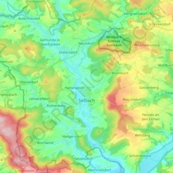 Mapa topográfico Seßlach, altitud, relieve