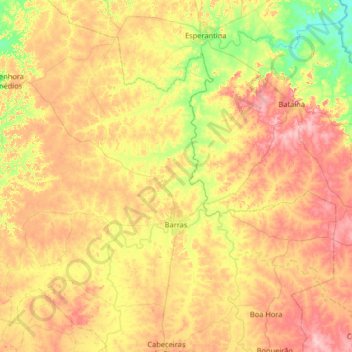 Mapa topográfico Barras, altitud, relieve