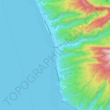 Mapa topográfico Pāʻea, altitud, relieve