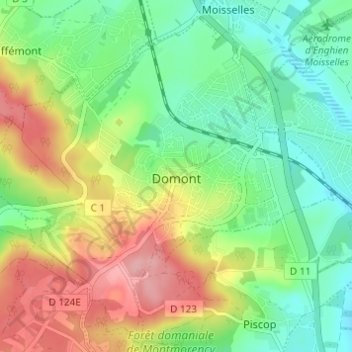 Mapa topográfico Domont, altitud, relieve
