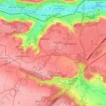 Mapa topográfico 91940, altitud, relieve